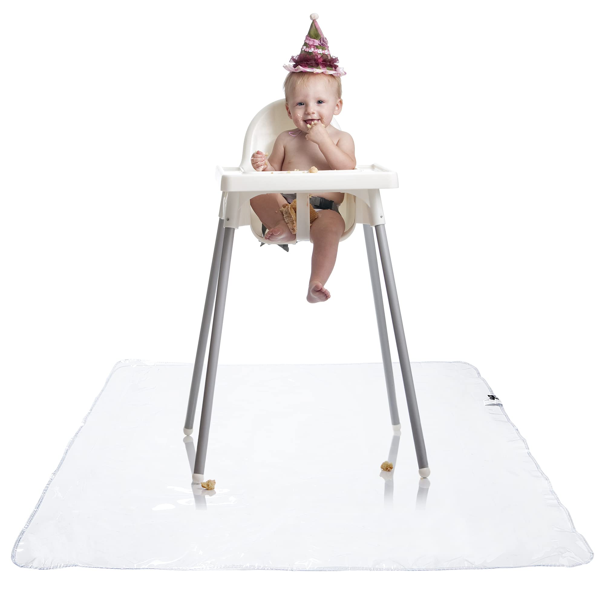 Photo 1 of ** ONLY ONE** Graco Under High Chair Mat - Waterproof & Washable Plastic Food/Spill Catcher - 50" Eating, Painting & Art Floor Cover, Clear