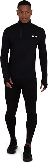 TCA Fusion Long Sleeve Running Top Men 1/4 Zip Black XL Training Top view 5