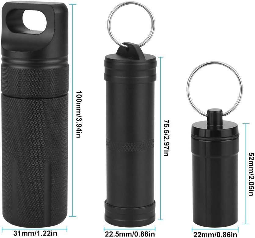 KLYNGTSK 3 PCS Waterproof Aluminum Pill Box Pill Box Keyring Pocket Pill Case Portable Travel Pills Organiser Case Container Pill s Holder Medicine Case with Keychain for Outdoor Travel Camping - Image 3