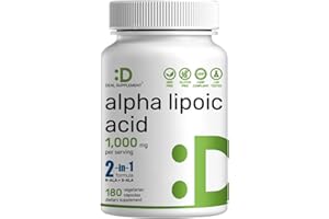 DEAL SUPPLEMENT Alpha Lipoic Acid 1,000mg, 180 Veggie Capsules – 50/50 R-ALA & S-ALA for Max Bioavailability – Antioxidant Supplement – Energy & Nervous System Support – Non-GMO