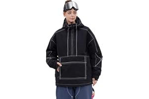 SNOWVERB Womens Mens Baggy Snow Insulated Jacket Winter Waterproof Cargo Pocket Windproof Snowboarding Jacket with Hood
