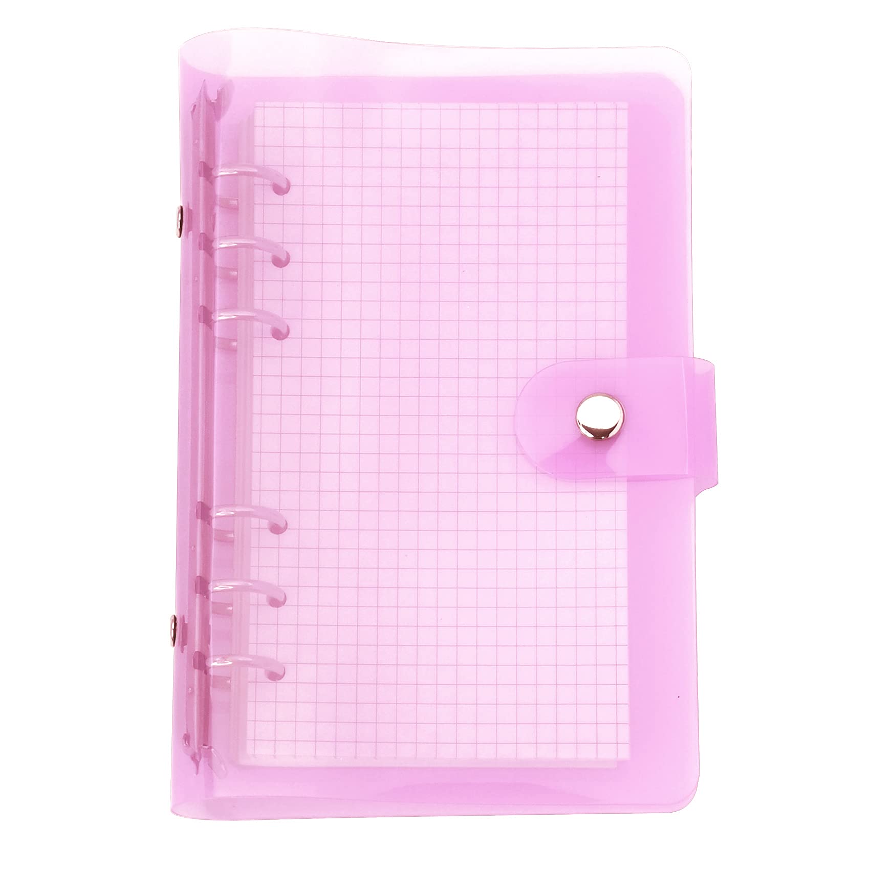 A6 A5 6-Holes Colorful PVC Cover Round Ring View Binder with Snap Button Closure File Folder (Rosebloom, A6 mini Set) — image 1