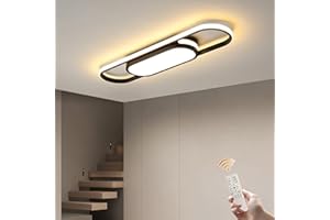 Tioolo Modern LED Flush Mount Ceiling Lights Dimmable LED Ceiling Lamp with Remote Control 2.3ft Acrylic Linear Ceiling Light