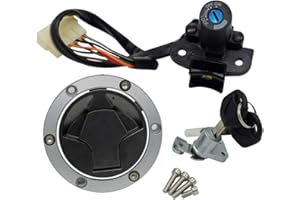 FEITEPLUS Compatible with Kawasaki Ninja 250R EX250J 300 EX300 2008-2015 Motorcycle Ignition Switch Kit Assembly Fuel Gas Cap Tank Cover With 2 Keys
