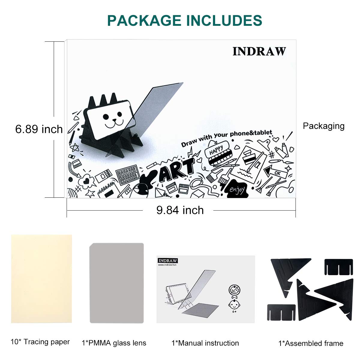 Optical Drawing Board Portable Image Drawing Board Tracing Drawing Projector Painting Board Sketching Tool with PMMA Lens for Kids, Beginners, Artists, etc
