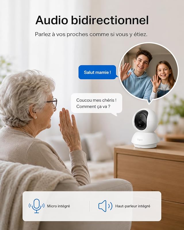 2K Camera Interieur WiFi 360° Intelligente Connectée,C210