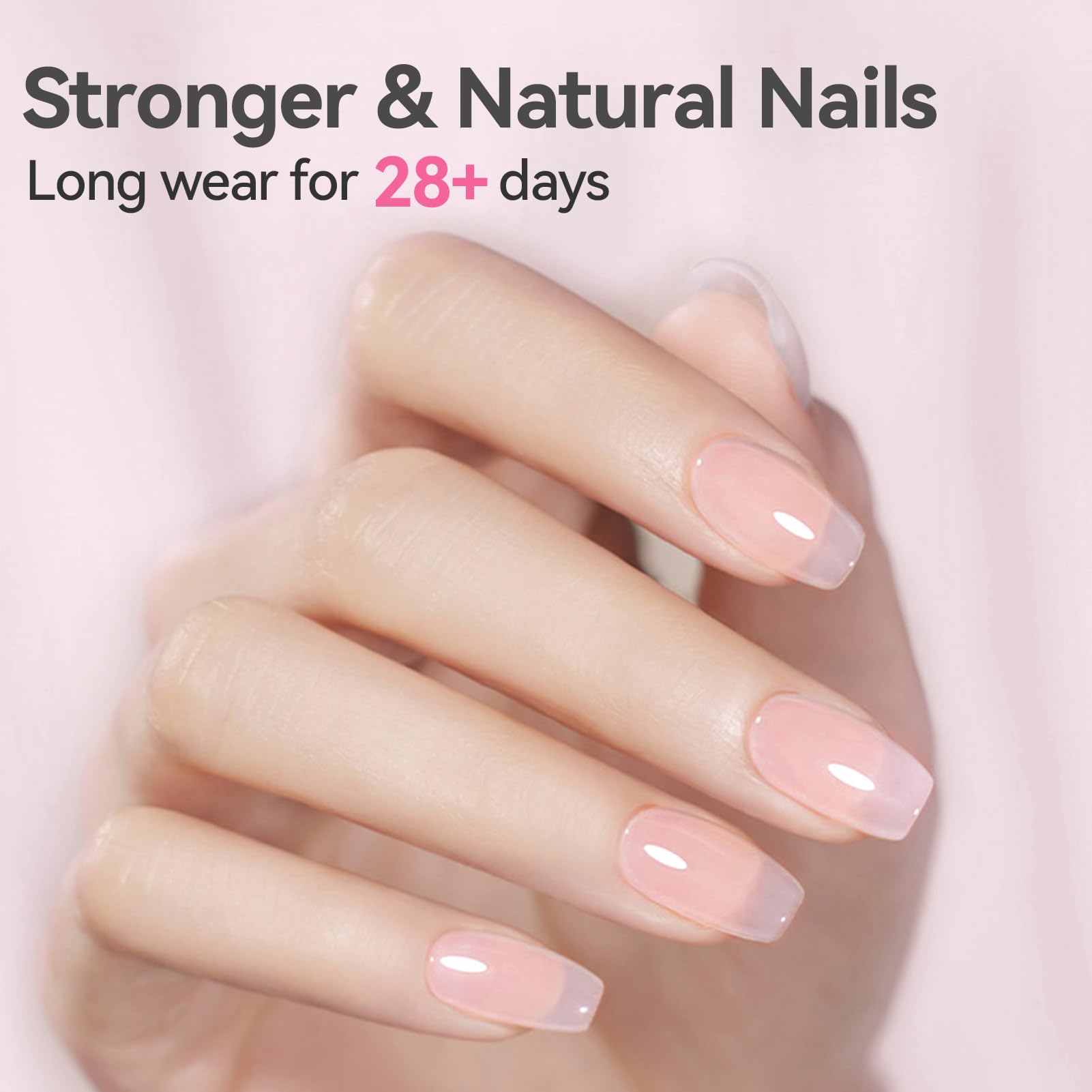 BORN PRETTY Builder Gel for Nails, 8-in-1 Extension Gel Strengthener Gel Hard Builder Nail Gel Base Top Gel, Pink Gel Builder Rhinestone Nail Glue Gel in A Bottle Nails 15ML - Image 4