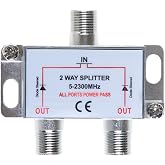 Cables Direct Online 2 Way Bi-Directional 5-2300 MHz Indoor and Outdoor Waterproof Coaxial Antenna Splitter for RG6 RG59 Coax Cable Satellite HDTV (2 Ports)