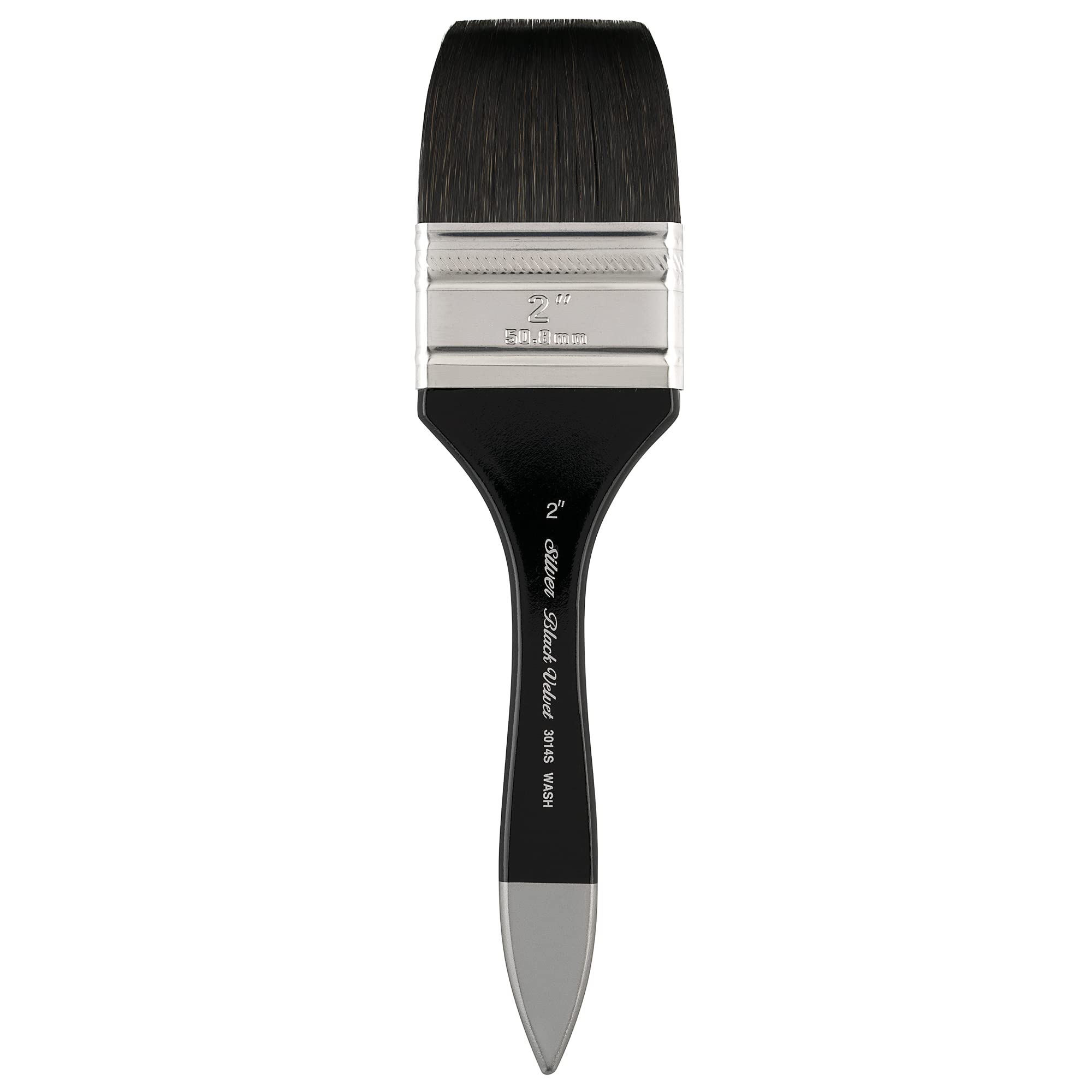 Silver Brush Limited 3014S-2 Black Velvet Professional Wide Wash Blender Brush, Natural Squirrel Hair and Synthetic Mix Blend Filament Watercolour Brush, Size 2, Short Handle — image 1