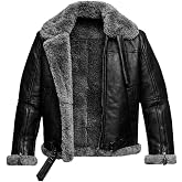 Hifa Man's RAf Aviator B3 Pilot Military Bomber Flight Shearling Brown Real Sheep Skin Winter Warm Leather Jacket