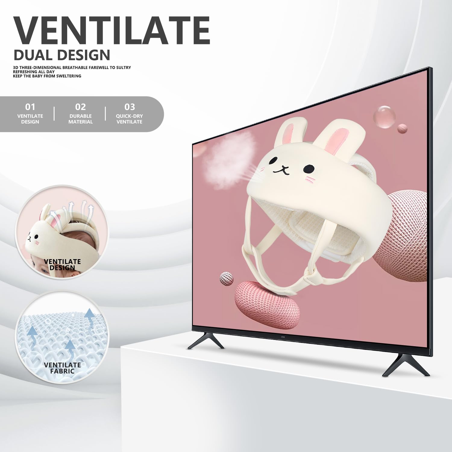 Baby Helmet for Crawling Walking - Adjustable Head Protector with 360° Safety Protection + Breathable Comfort for Learning to Walk