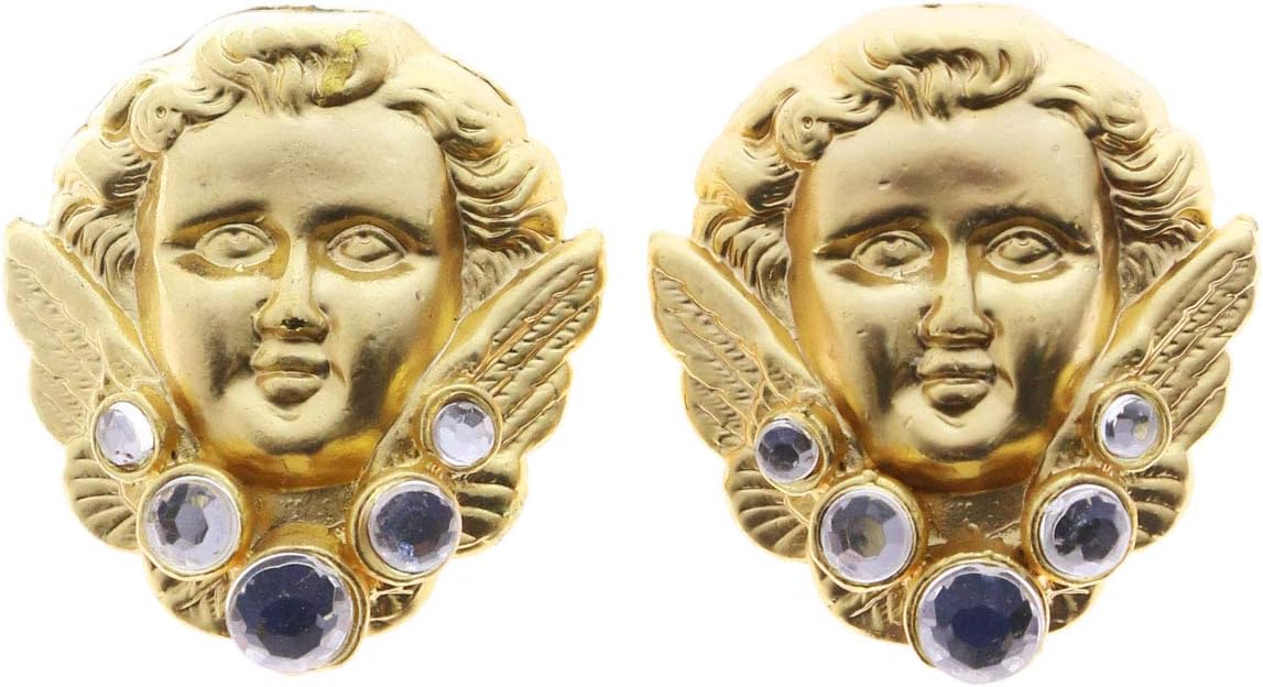 Mi AmoreCrystal Accents Cherub Clip-On-Earrings Gold-Tone