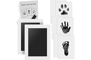 XL Clean Touch Ink Pads for Baby Handprints and Footprints,Zemiu 2 Pieces Inkless Hand and Footprint Kit with 6 Imprint Cards