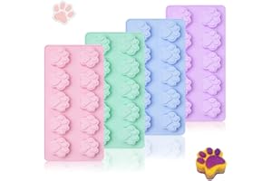 SOV silicone molds for baking, 4 pcs Non-Stick Food Grade dog paw silicone molds for dog treats,Chocolate, Candy, Jelly, cake pan, Biscuits, Oven Microwave Freezer Dishwasher Safe ice cube mold