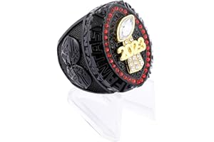 NOBLEHEAD 2023 Fantasy Football Championship Ring | Black Gunmetal Plated Award For Fantasy Football Trophy League Winner | Color Stones