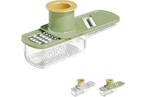 Mini Garlic Grater, 3-in-1 Multifunctional Ginger Grinder with Hand Guard | 3 Modes: Grind, Slice & Shred | Safe, Versatile K