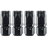 4Pcs 6AN Straight Swivel Hose End Fitting for Fuel Oil Line | for CPE Braided Hose Aluminum Black (Straight)