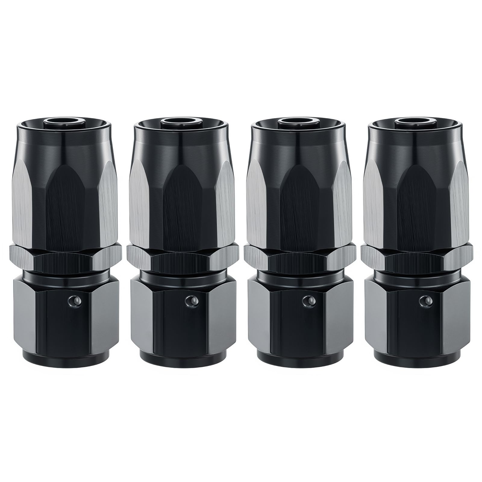 Photo 1 of 4Pcs 6AN Straight Swivel Hose End Fitting for Fuel Oil Line | for CPE Braided Hose Aluminum Black (Straight)