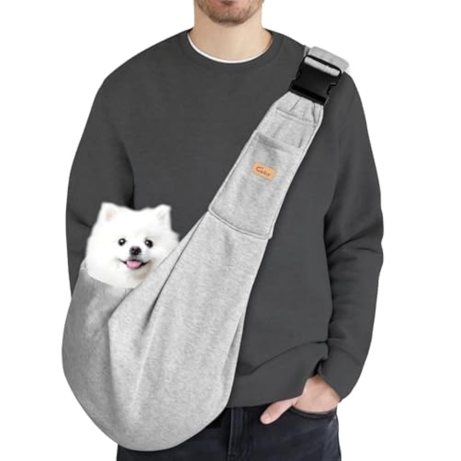 CUBY Puppy Dog Carrier, Buckle Pet Dog Sling Carrier for Small Medium Dogs Hands-free Sling Cat Carrier Comfortable Widen Shoulder Strap Double-sided Pouch Shoulder