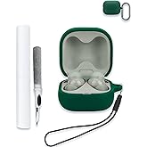 Case for Sony LinkBuds Fit Truly Wireless Noise Canceling Earbud Headphones, Soft Silicone Protective Portable Scratch Shock Resistant Shell with Cleaner Kit & Carabiner & Lanyard，Green.
