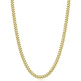 Andsion Trendy Silver/14K Gold Plated Diamond-Cut Cuban Link Chain for Men, Never Tarnish 4mm/5mm Stainless Steel Miami Cuban Necklace 16/18/20/22/24/26 Inch