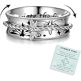 Sariel Butterfly Dragonfly Fidget Ring 925 Sterling Silver Anxiety Spinner Rings Relief Stress for Women Daughter Mom