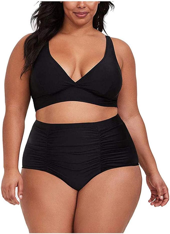 Women's Swimsuit Bottoms Solid Color Women Swimsuit TwoPiece Plus