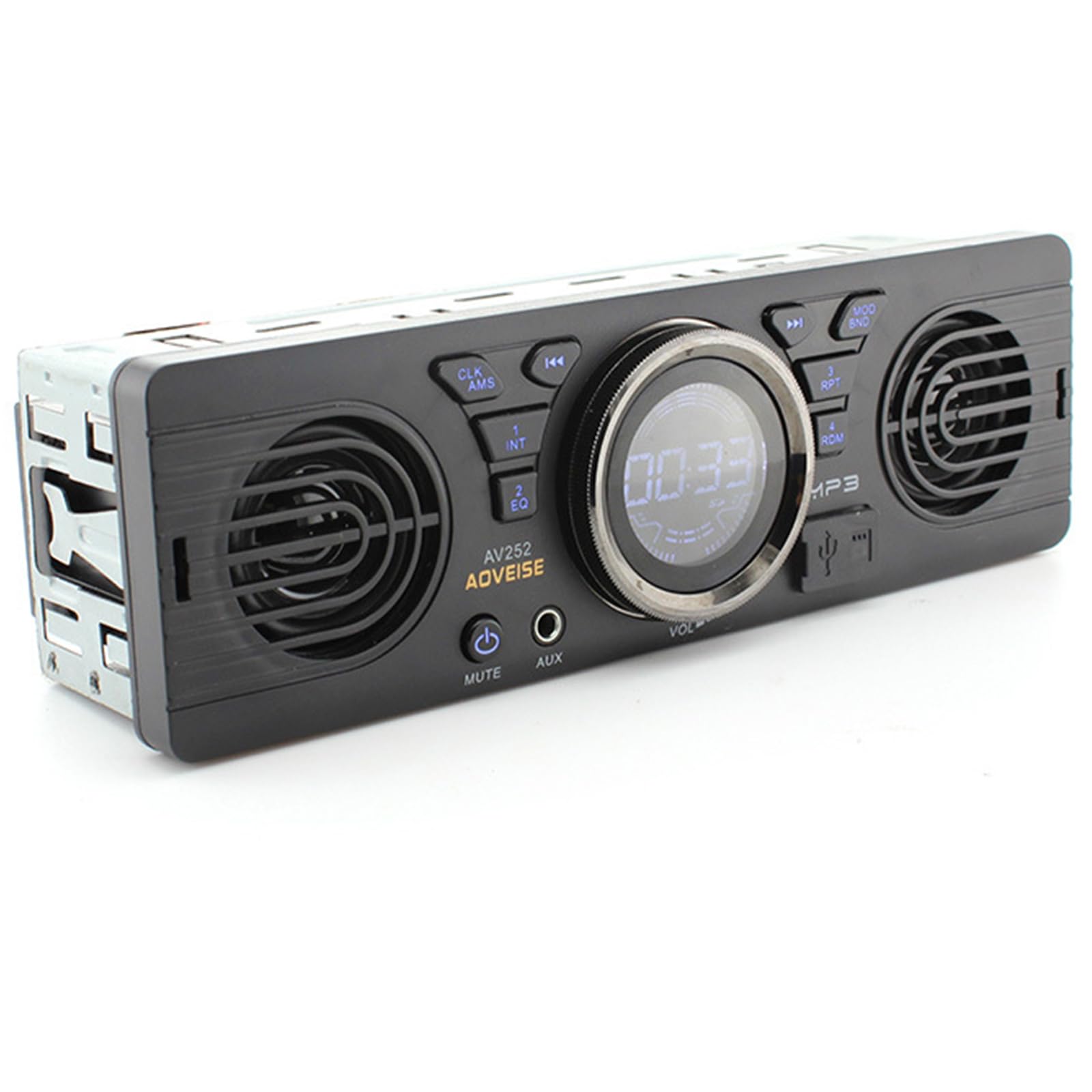 1 Din 12V Car Radio MP3 Audio Player Bluetooth Hands-free Stereo FM Built-in 2 Speakers Supports USB SD AUX Audio Playback