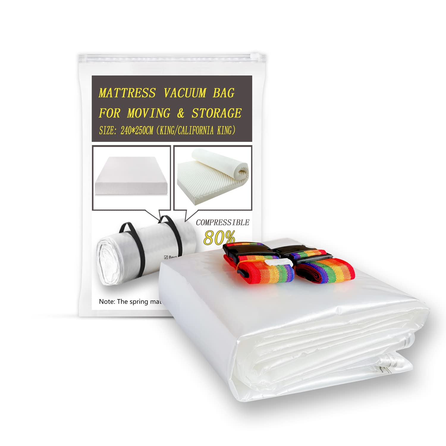 YZMY Mattress Vacuum Bag for Moving and Returns-Mattress Sealable Storage Bag - Space Saver Vacuum Bag for Foam Mattress Compression and Storage for King/California king (Size:240x250cm)