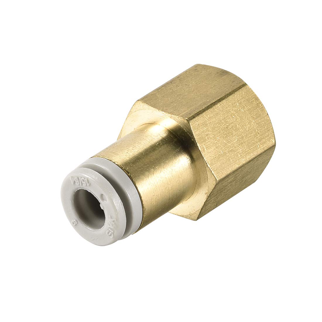 sourcing map Push to Connect Tube Fittings 6mm Tube OD x 1/4 PT Female Straight Pneumatic Connector Pipe Fitting Golden Tone