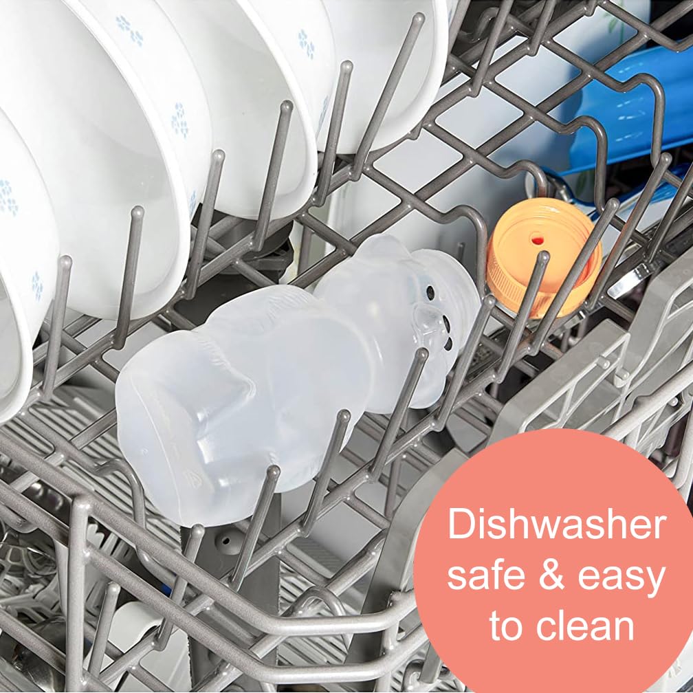 Honey Bear Straw Cups, Juice Bear Bottle Drinking Cup Long Straws with 4 Flexible Straws & Cleaning Tools, 8-Ounce Therapy Sippy Bottles for Speech and Feeding Training, Food-Grade & BPA Free 2 Pack