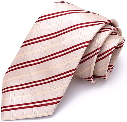 Yingsssq 8 cm Beige Champagne Rayas Rojas Corbata diseño clásico