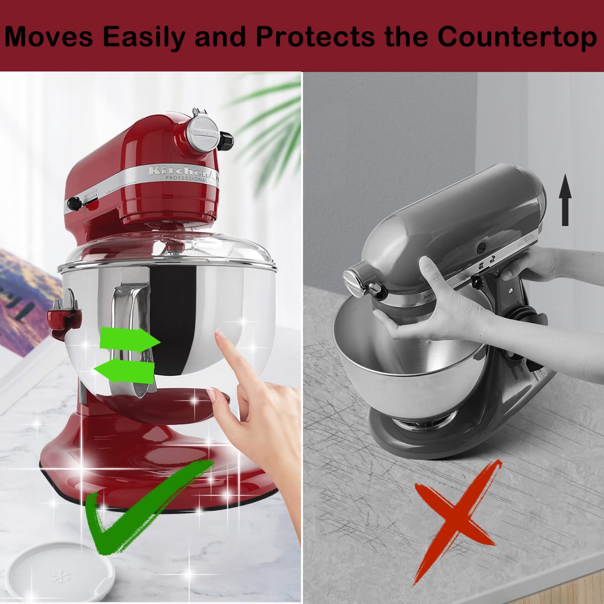 Mixer Mover Sliding Mats for Kitchen aid Stand Mixer Slider Mat Pad Kitchen Appliance Slide Mats Pads Compatible with Kitchen aid 5-8QT Professional Bowl-lift Mixer