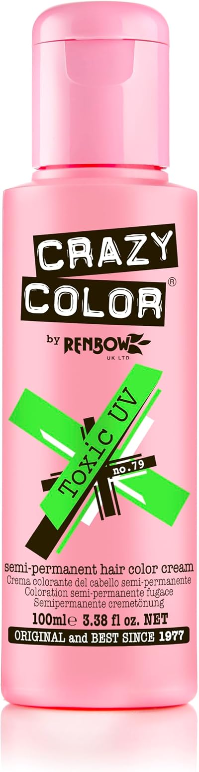 Crazy Color TOXIC UV Semi Permanent Hair Dye 100 ml Neon Green