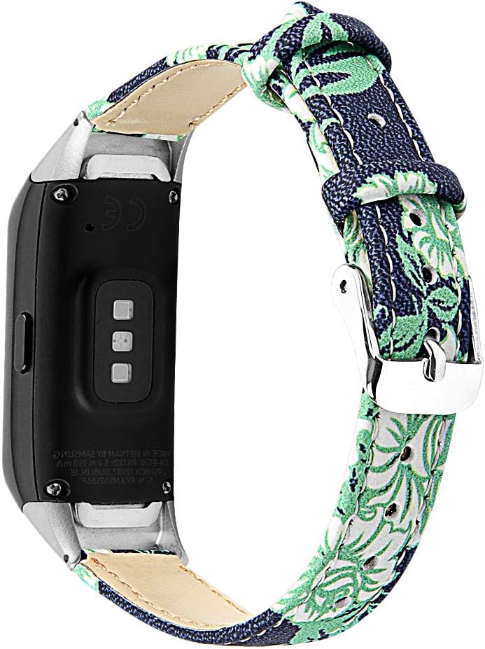 Compatible for Galaxy Fit SM-R370 Bands Women Man, Genuine Leather with Unique Metal Bucklec Strap Replacement Wristbands Accessories Compatible with Samsung Galaxy Fit SM-R370 Smart Watch - B