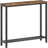 YATINEY Narrow Console Table, 2-Tier Small Sofa Table Behind Couch with Shelves, 75cm Thin Entryway Desk, for Living Room, Ha