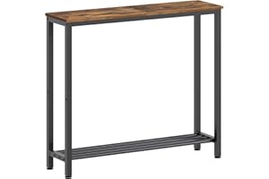 YATINEY Narrow Console Table, 2-Tier Small Sofa Table Behind Couch with Shelves, 75cm Thin Entryway Desk, for Living Room, Ha