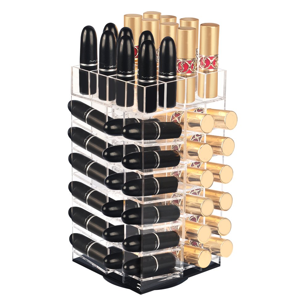 Lipstick Organizer, Alotpower Clear Acrylic Rotating 64 Lipstick Holder