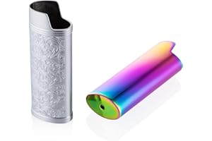 JINMUNIC 2pcs Lighter Case Cover Holder Metal Vintage Floral Stamped Fit for BIC Full J6 Series Lighter
