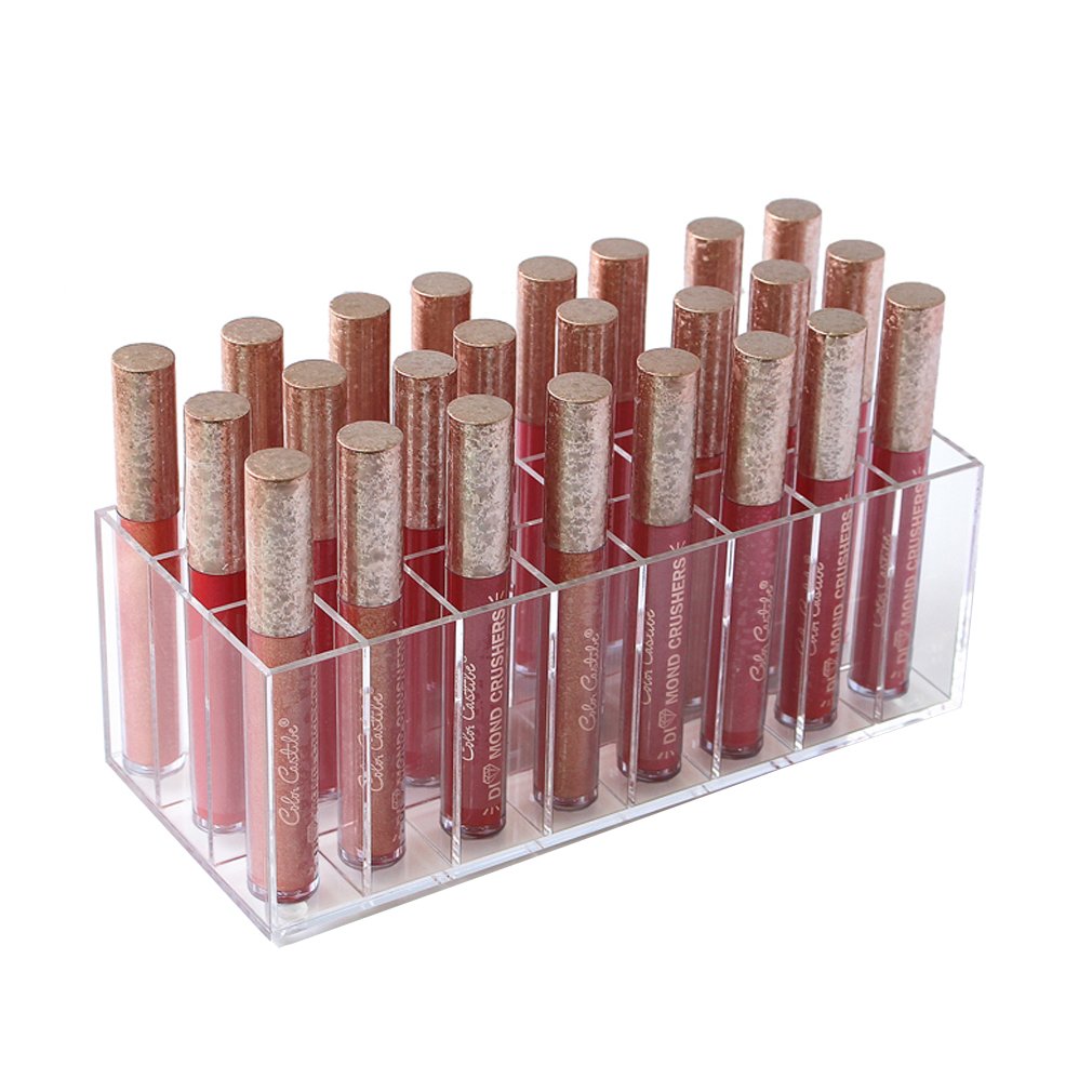 Mordoa Lip Gloss Holder Organizer, 24 Spaces Clear Acrylic Makeup