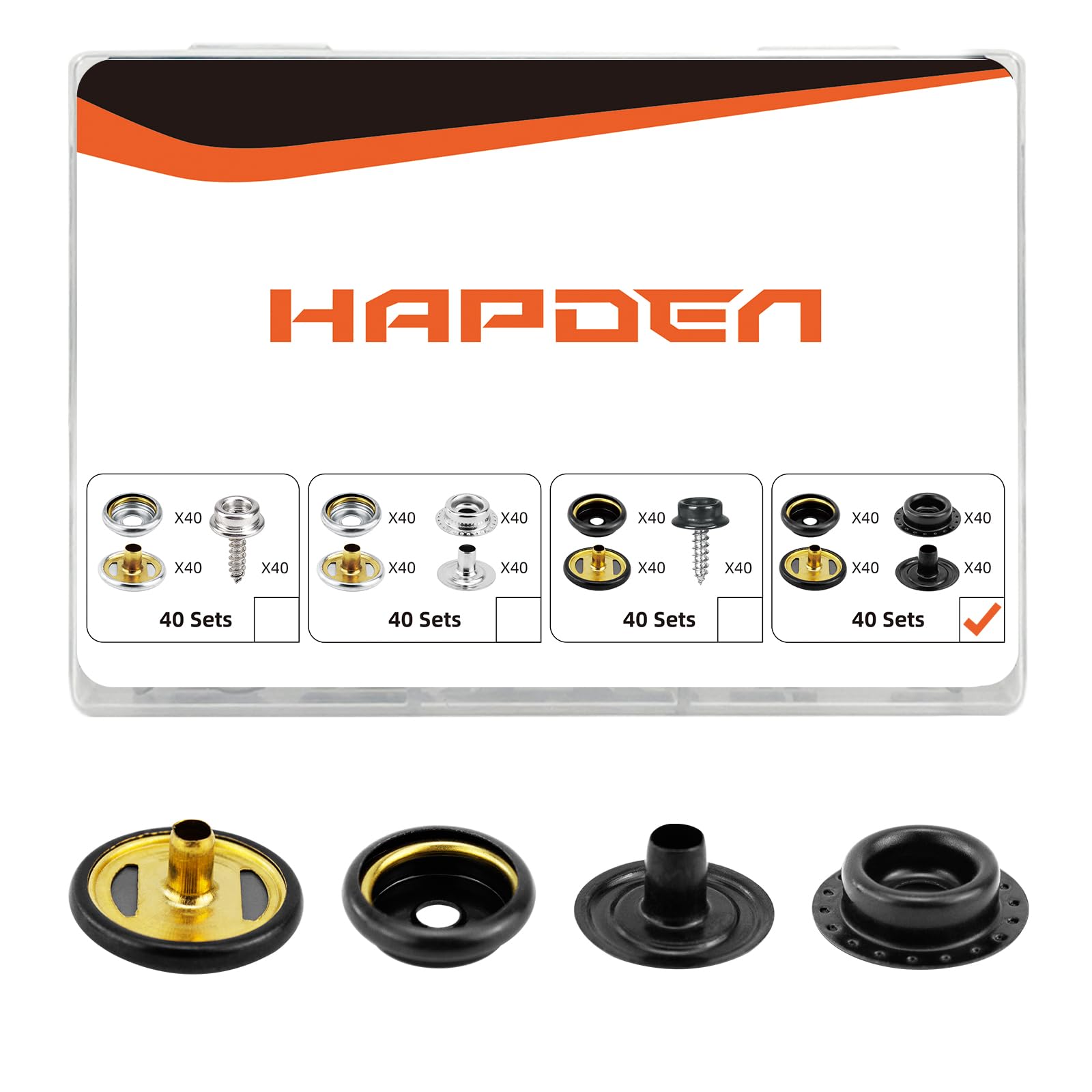 Photo 1 of 160 Pcs Snap Buttons,Snap Fasteners Kit 15mm Stainless Steel Snaps Marine Grade Boat Canvas Snaps,3/8" Socket Metal Snaps for Clothing Leather Boat Cover Fabric (Regular-Black)