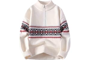 Mens Ugly Christmas Sweaters Funny Graphic Quarter Zip Sweater Long Sleeve Knitted Pullover Winter Xmas Holiday Sweaters