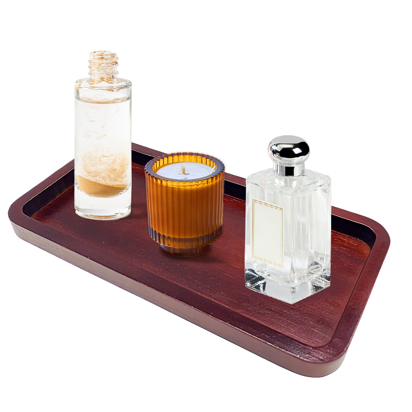 Photo 1 of Bamboo Vanity Bathroom Tray for Counter, Bamboo Tray for Bathroom, Toilet Tank, Perfume 11.8L x 5.9W x 0.8H inch (Mahogany)
