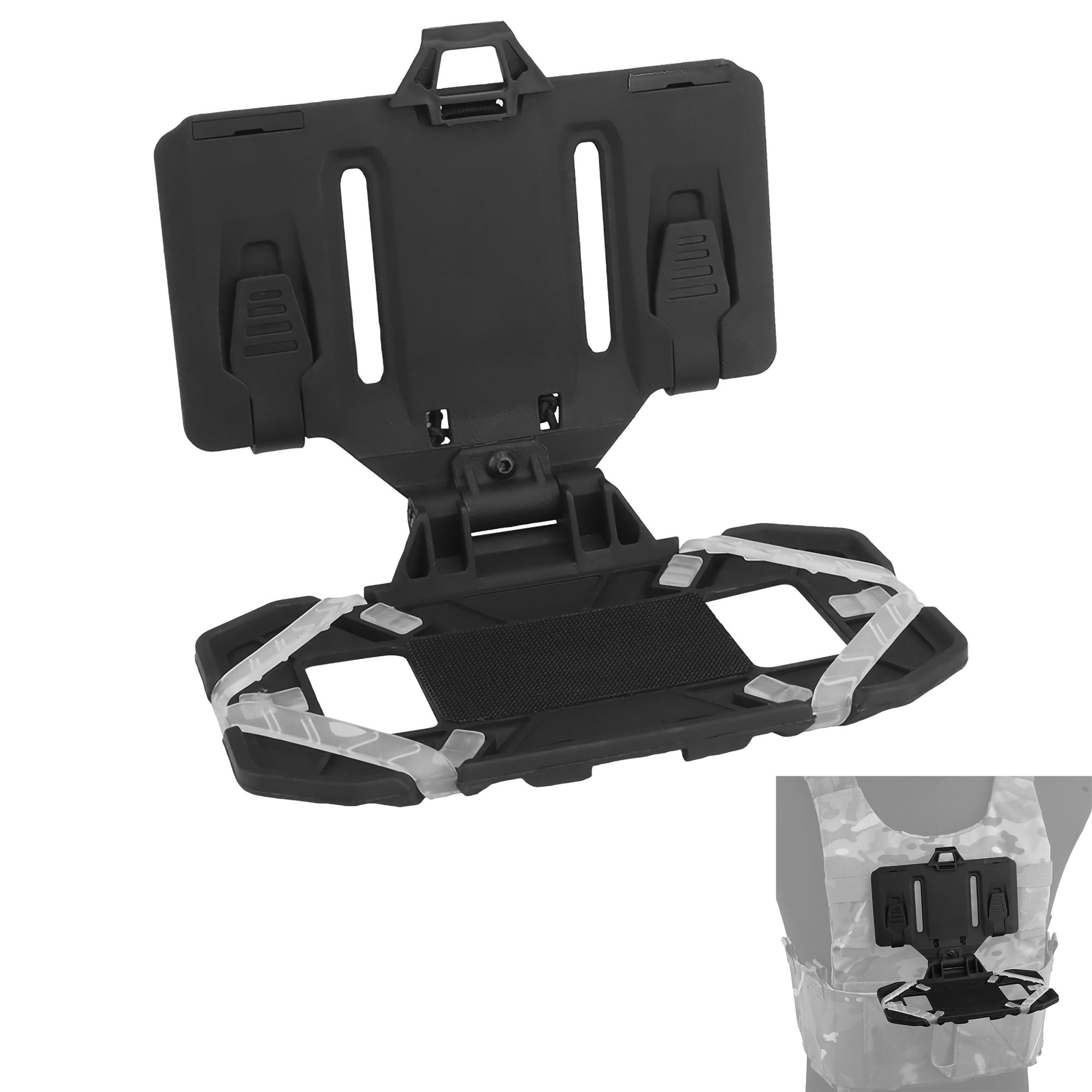 WISEONUS Tactical Vest Molle Phone Holder Chest Phone Foldable Navigation Board Cellphone Molle Mount Carrier Accessories for Phone Screen Size 4.7"-6.7"
