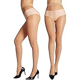 SUREPOCH Sheer Tights for Women 2 Pairs 20D Control Top Pantyhose with Reinforced Toes