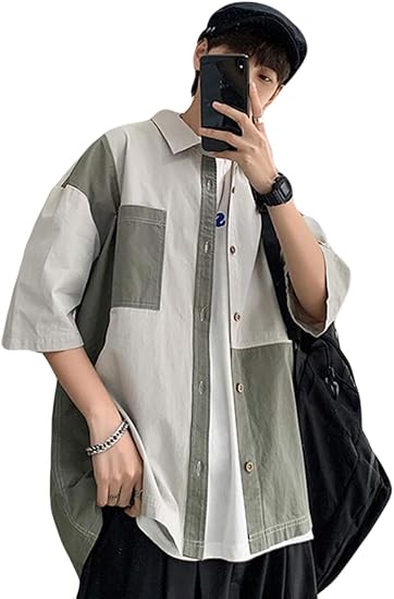 Amazon Alppv メンズ ワイシャツ シャツ 夏 プリント メンズ シャツ ブラウス 半袖 シャツ 韓国風シャツ トップス シンプル ファッション シャツ カジュアル ストリート 通勤 通学 シャツ 通販