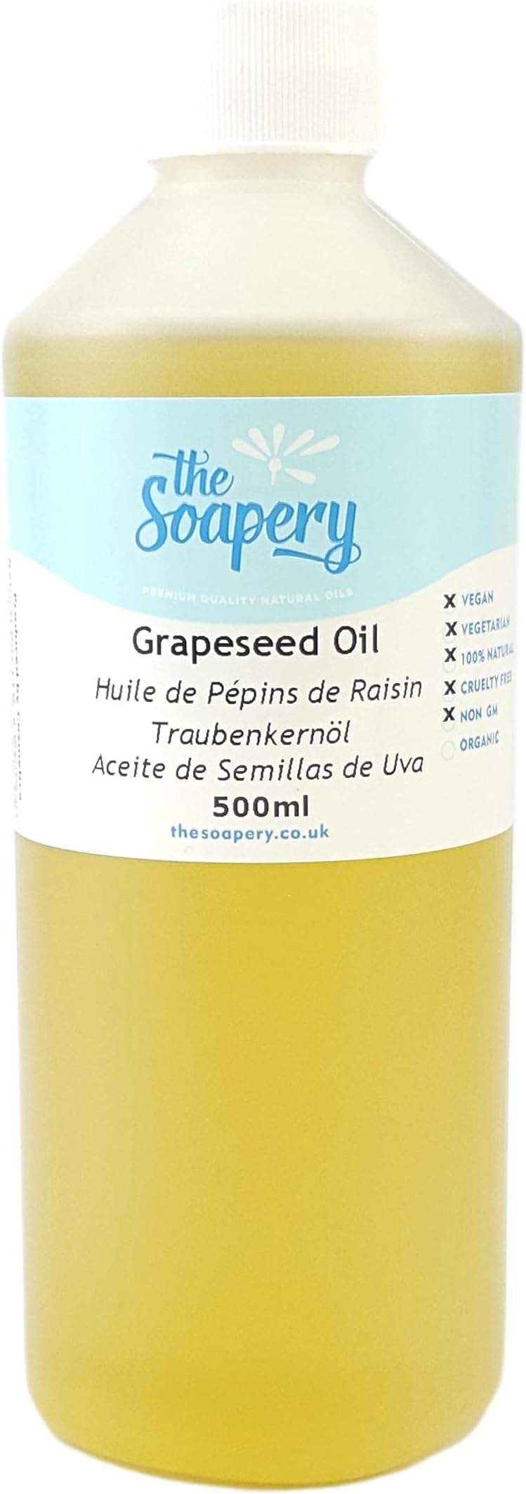 The Soapery Grapeseed Oil 500ml Cosmetic Carrier Oil Massage Aromatherapy
