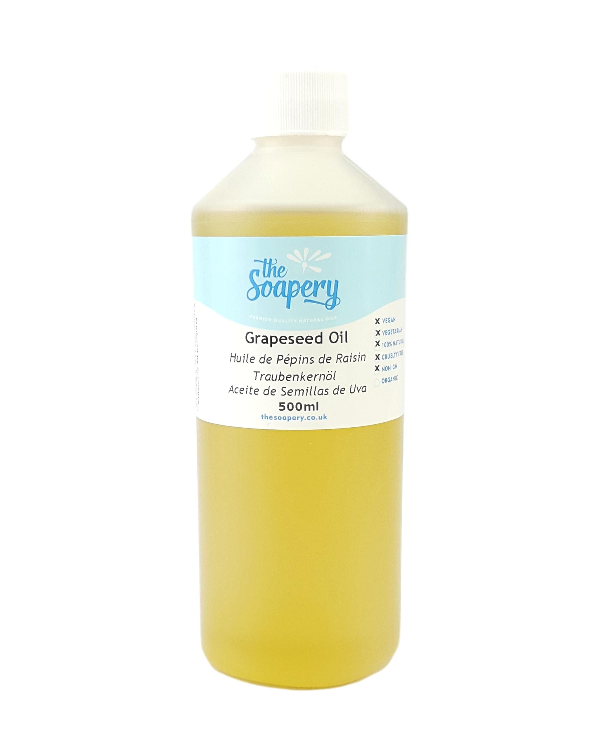 Grapeseed Oil 500ml - Cosmetic Grade - Also a Carrier Oil for Massage and Aromatherapy
