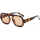 Long Keeper Retro Square Pilot Sunglasses for Women Men Aviation Square Sun Glasses Flat Top Rectangle 70s Vintage Shades