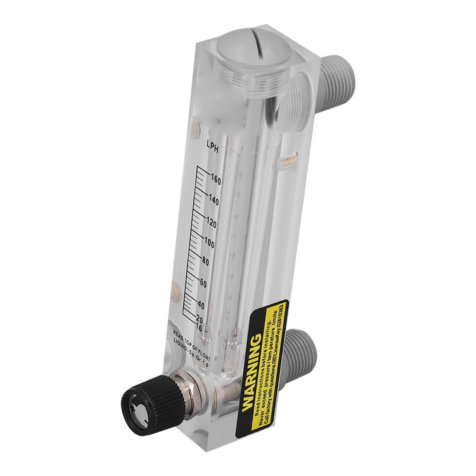 Water Rotameter, 16‑160LPH Adjustable Liquid Flowmeter, Transparent High Accuracy Water Flow Meter, Panel Type